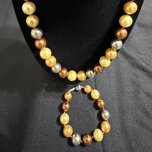 Vintage LUC 925 Masami Pearl Necklace (20”)  & Bracelet (8”)